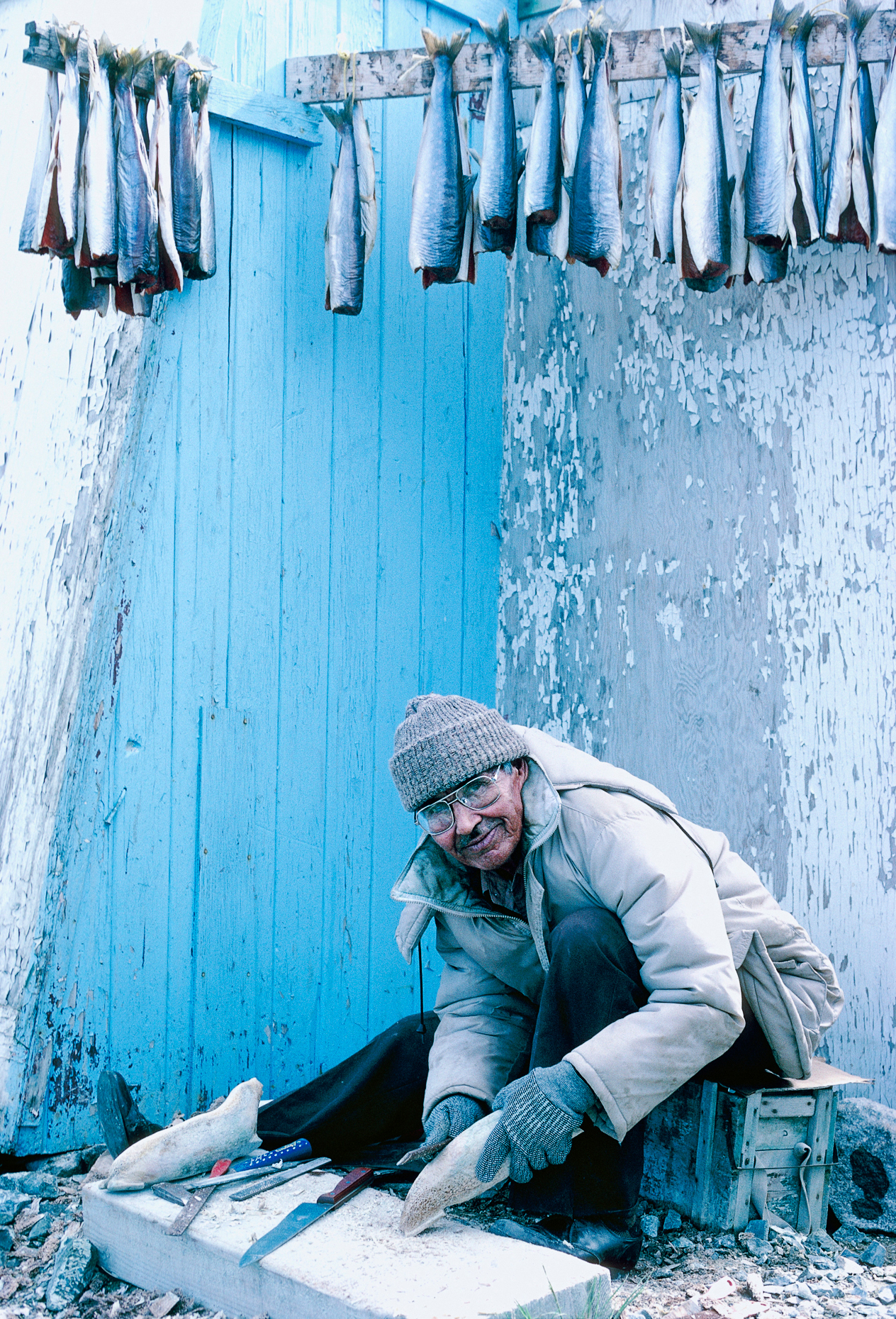 Inuit soapstone carver and artist, Iqaluit, Nunavut, Canada
