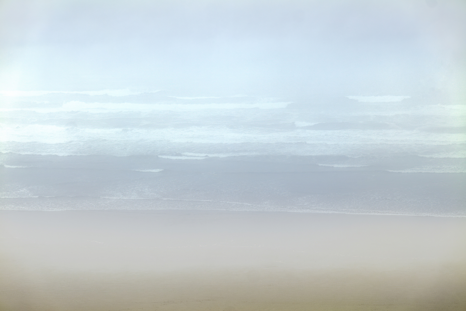 Foggy view of beach & Pacific Ocean; Newport; Oregon; USA