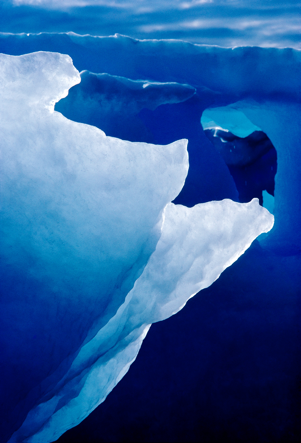Abstract view of backlit iceberg formation at Kekerten Historic 