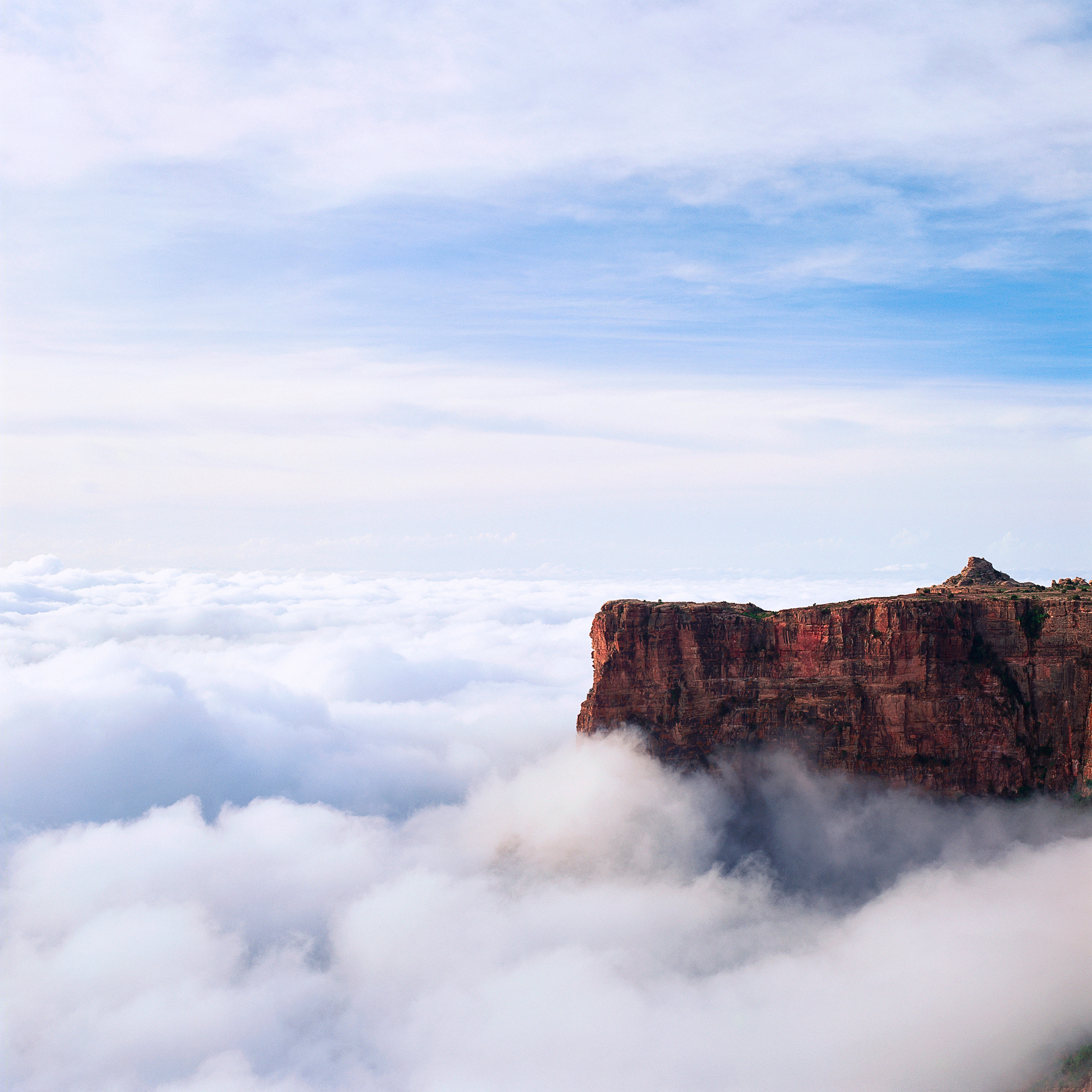 Morning fog and bluff at Al Habalah, Asir Region, Saudi Arabia