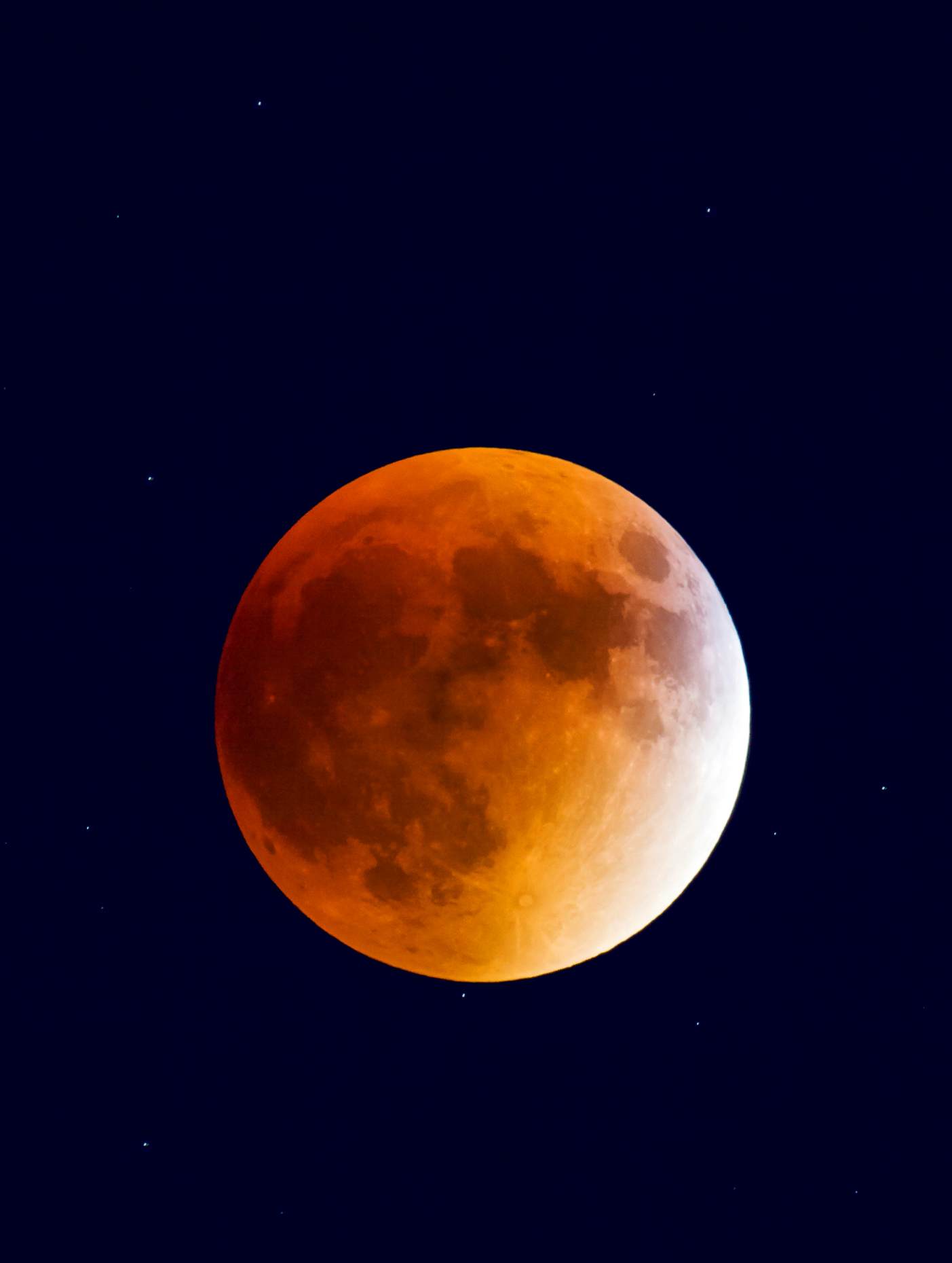 Rare Total Lunar Eclipse of a Super Full Moon over Rocky Mountains, Salida, Colorado, USA