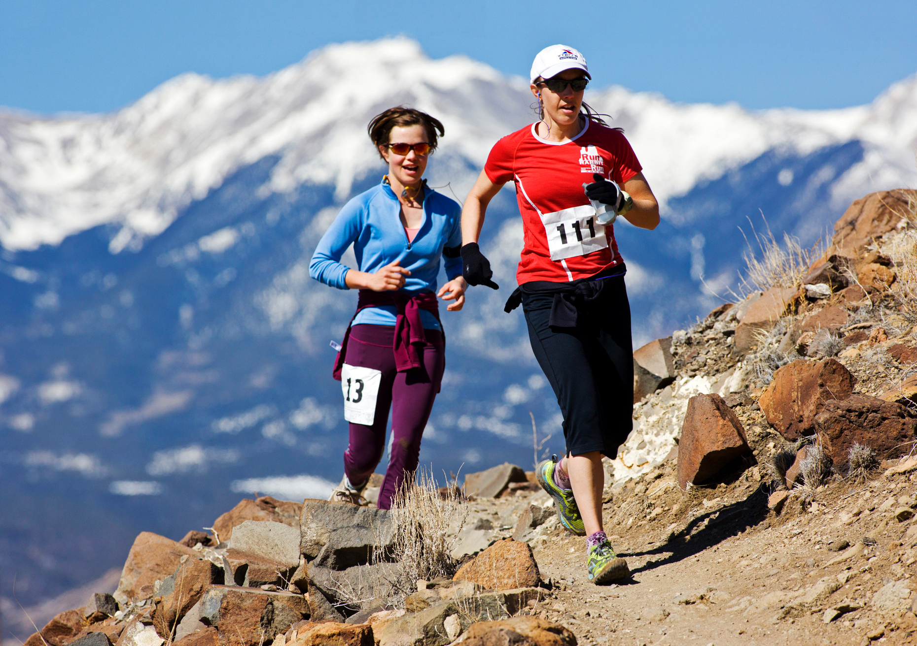 Runners compete in the Run Through Time Half Marathon, Salida, Colorado, USA